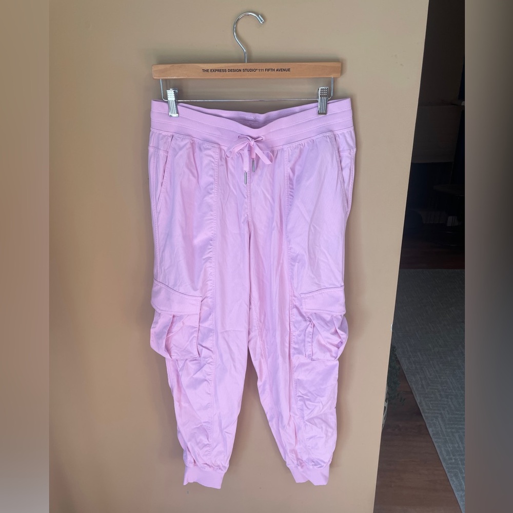 Lululemon Dance Studio Cargo Jogger Pants Womens Medium Pink Drawstring Casual #